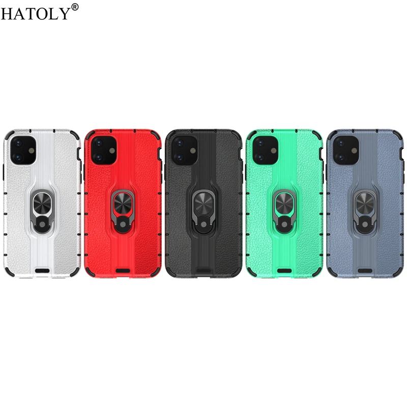 For iPhone 11 Case Protective Finger Ring Silicone PC Armor Shell Funda Hard Back Phone | Мобильные телефоны и аксессуары