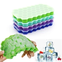 37grids honeycomb silicone ice cube tray mold with lid bpa free diy stackable hexagon ice maker cube for fruit juice drink decor