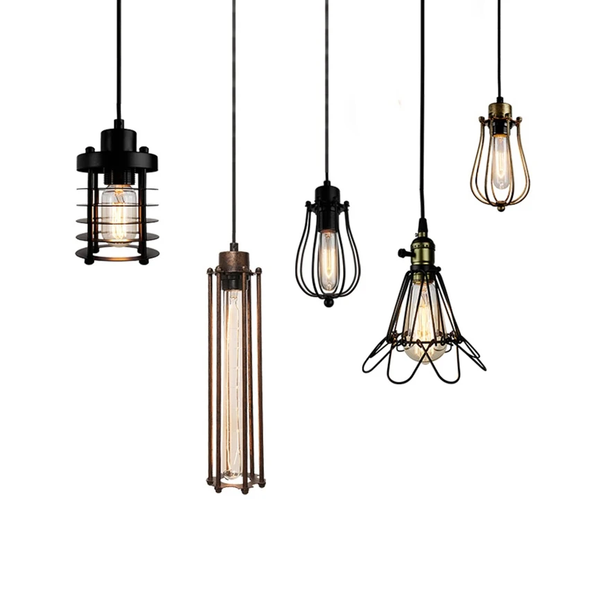 Винтажный простой Лофт светодиодный подвесной светильник черная металлическая