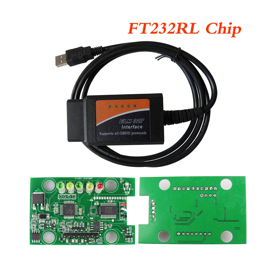 Автомобильный диагностический сканер ELM327 USB OBD2 супер чип FT232RL ELM 327 V1.5 OBD 2