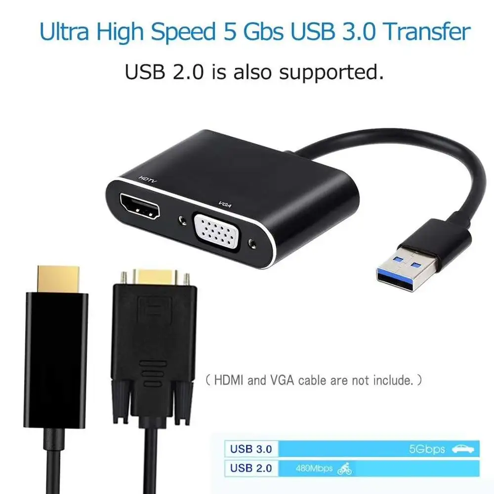 HDMI VGA адаптер USB3.0 к видео конвертер дисплей Plug Play HUB расширение подключения USB VGA/HDMI