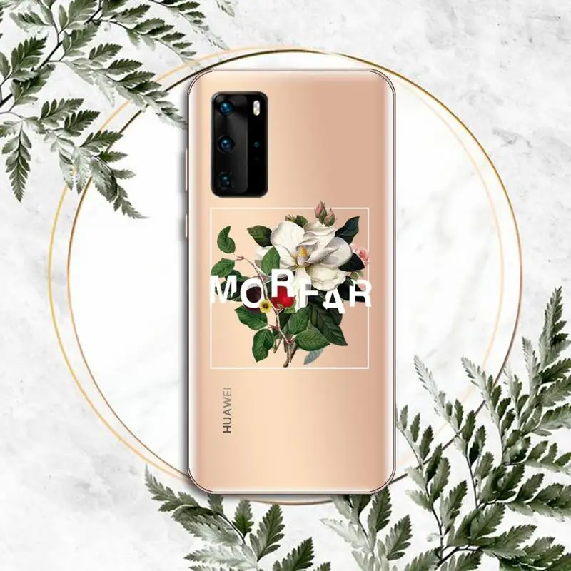 

Flower text art Phone Case Clear Transparent for huawei honor P 40 30 20 lite Pro 10 i 8 9 x p smart 2019