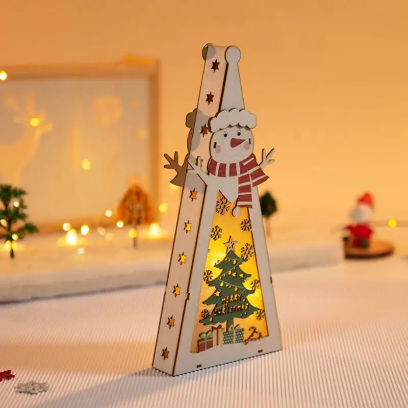 

New Christmas Trees Decoration Wooden Creative Desktop Decoration Festive Supplies DIY LED Light Wooden Tree 2022 New Year