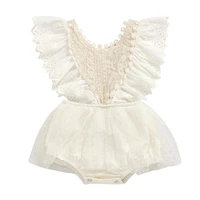 girls cute european and american sleeveless lace baby romper white newborn one piece childrens clothing