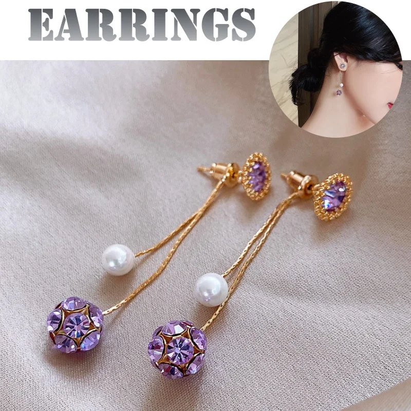 

Drop Earrings Purple Crystal Earring for Women Girls Wedding Jewelry Gifts