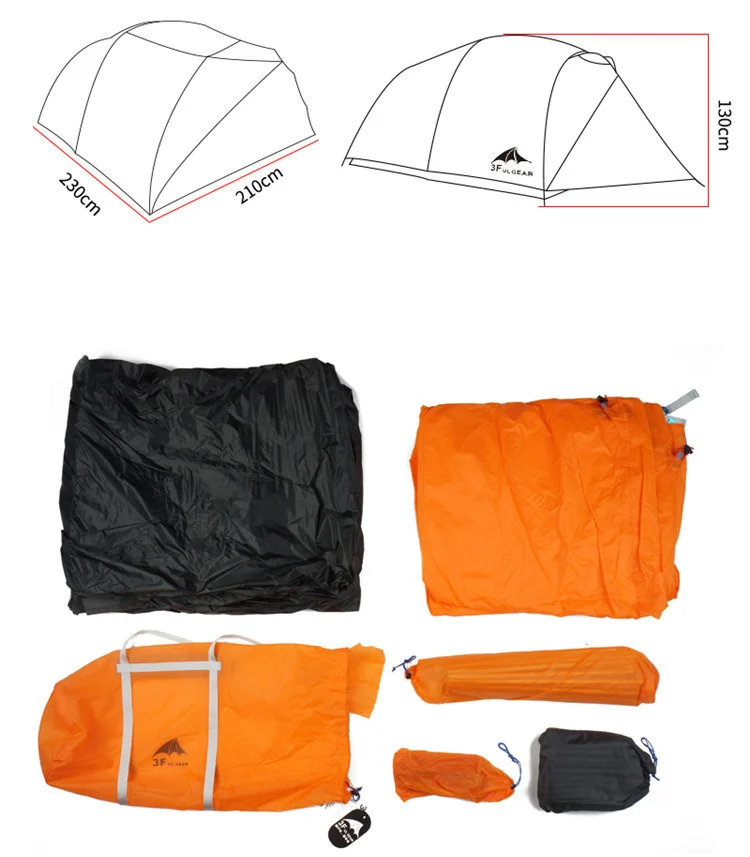 3F UL GEAR Сверхлегкий 4 человека 3 сезона 4 сезона 15D палатка для кемпинга на открытом воздухе Пешие прогулки альпинистские водонепроницаемые палатки