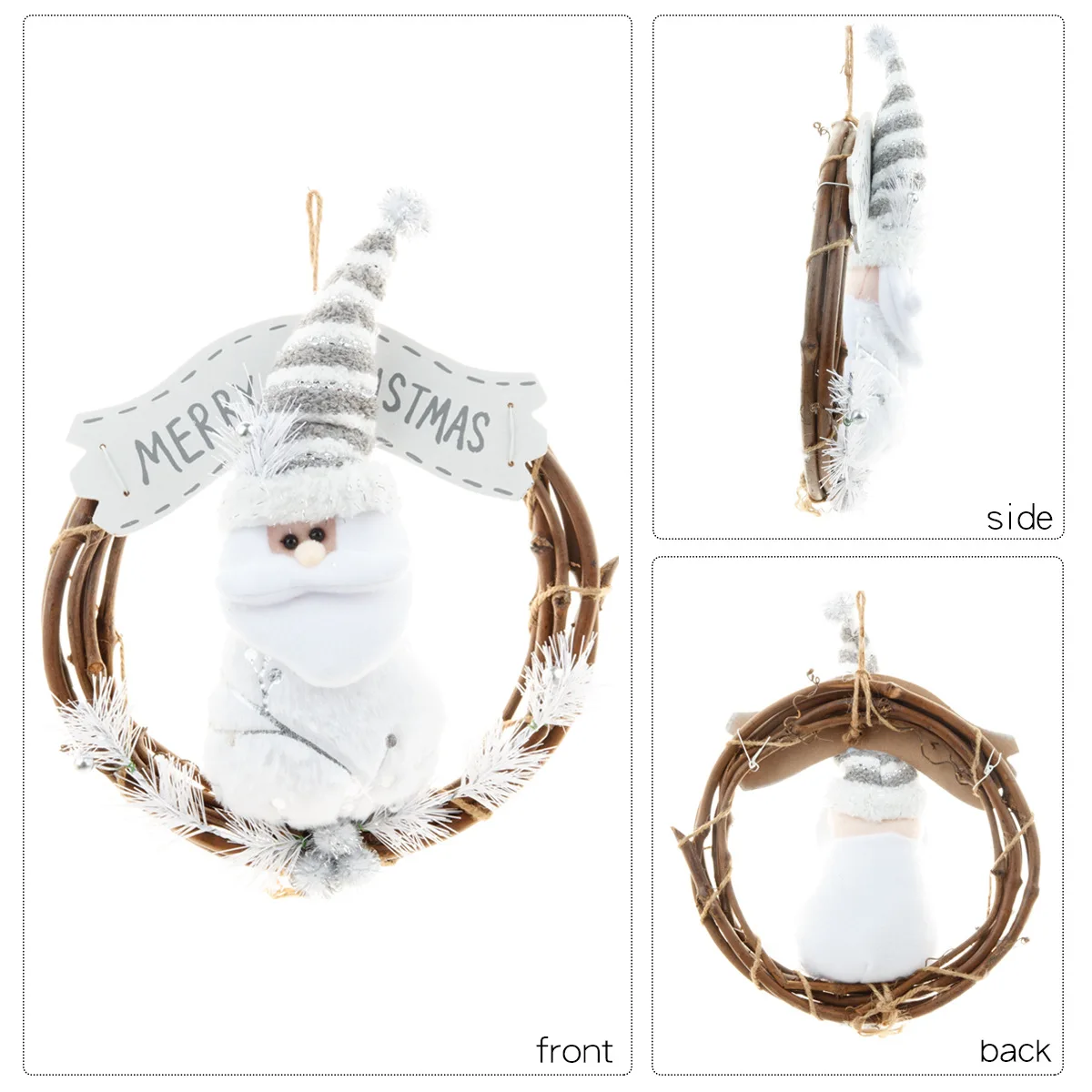 Белый Рождественский Декор двери венок Санта Клаус &quotСнеговик&quot Виноградная