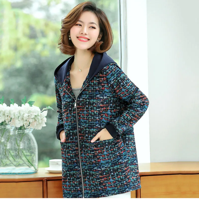 Женская короткая куртка с капюшоном Повседневная ветровка средней длины модель