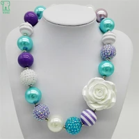 wholesale 5pcs lot baby girls fashion rsin flower bubblegum beaded kids chunky necklace for handmade diy