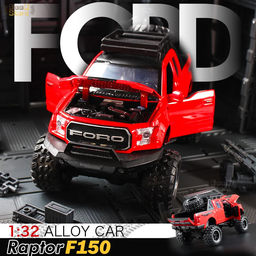 1:32 литой автомобиль для пикапа Ford F150 Raptor игрушечный модель автомобиля со звуком