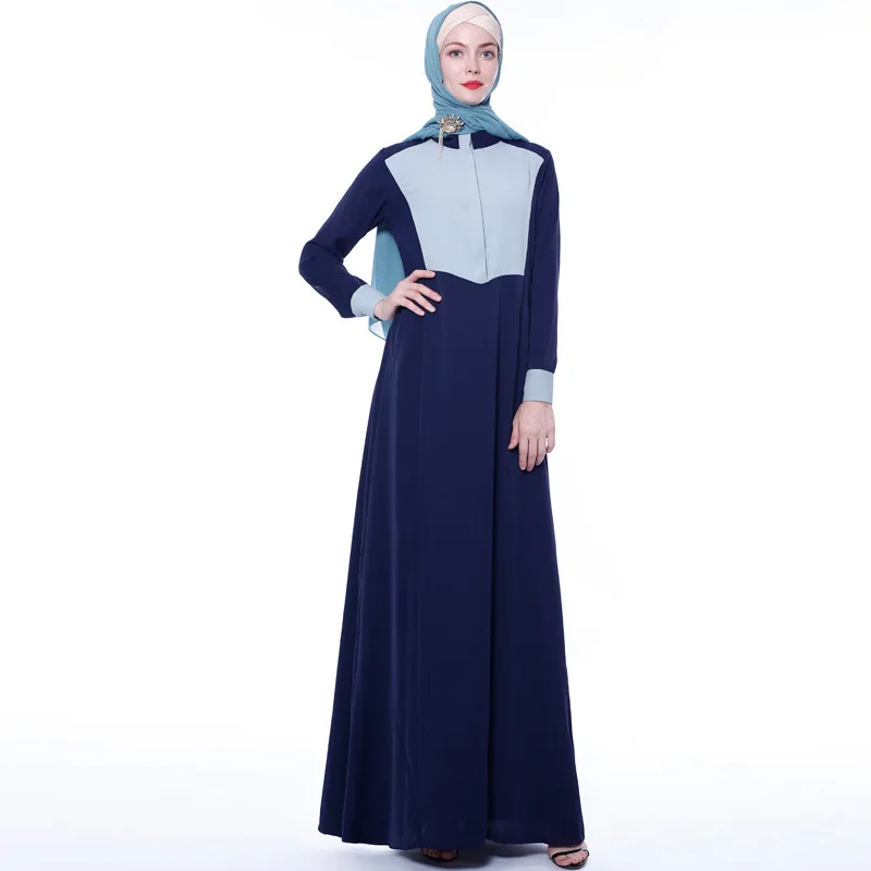 Мусульманской Турции Бангладеш одежда длинная юбка модной расцветки с воротником-стойкой халат женский исламский абайя малазийское плать...