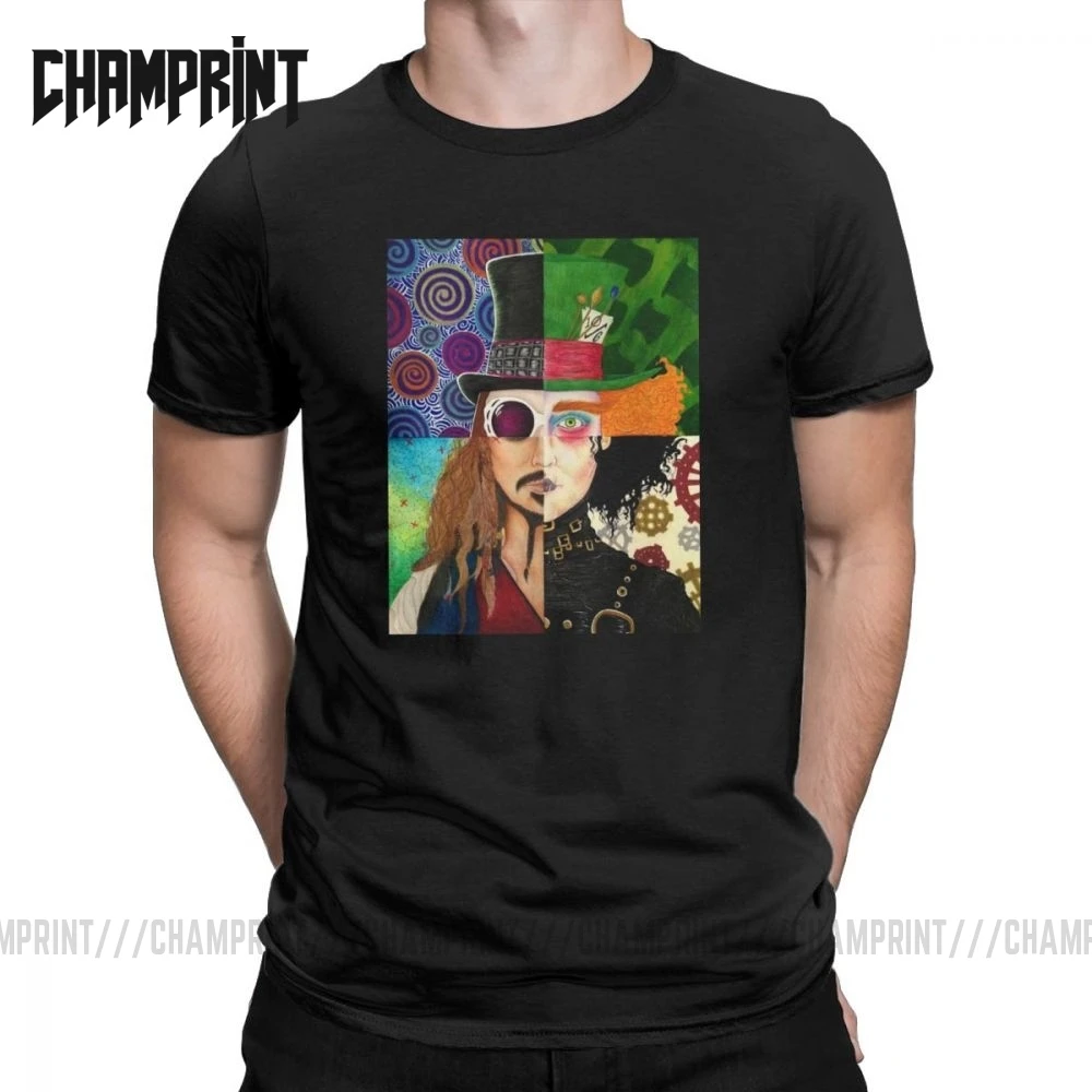 Футболка мужская с коллажем персонажа Джонни Depp Винтажная принтом Эдварда руки