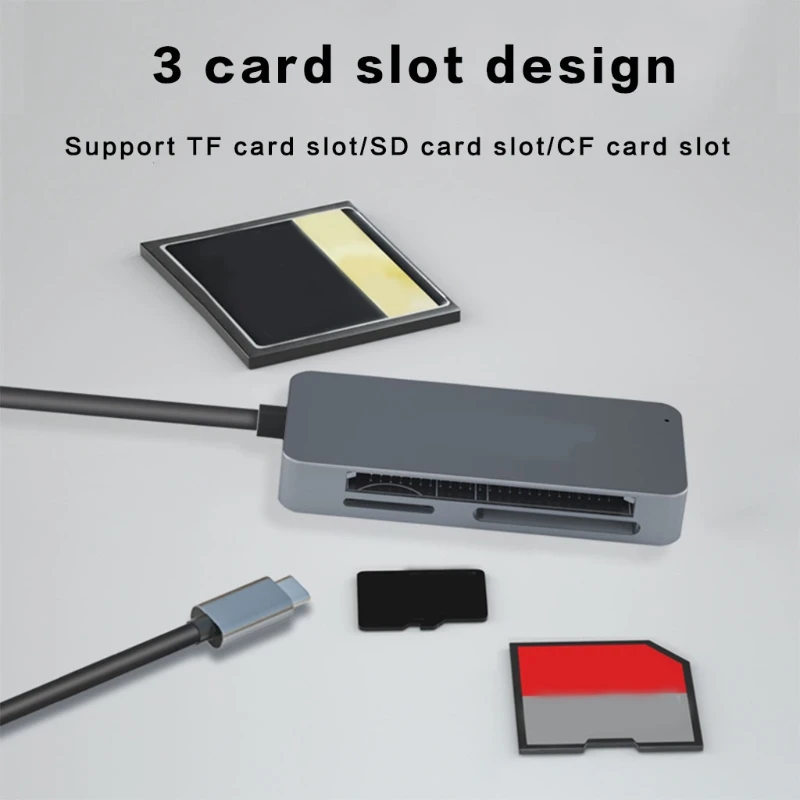 Алюминиевый кардридер с 3 слотами USB 0/Type-C на CF TF SD | Электроника
