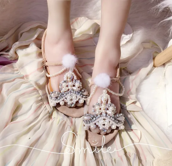 

Bohemian style handmade beaded princess style word with thick heel high heels summer tassel 2021 new