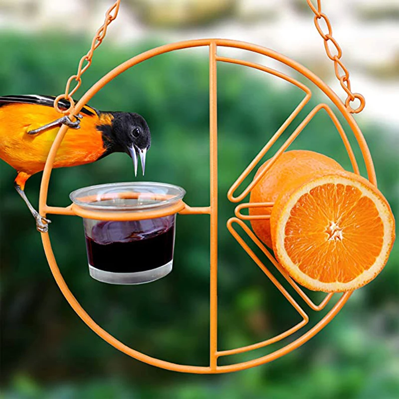 

1PC High Quality Metal bird feeder outdoor balcony outdoor hanging feeder Orange Sha