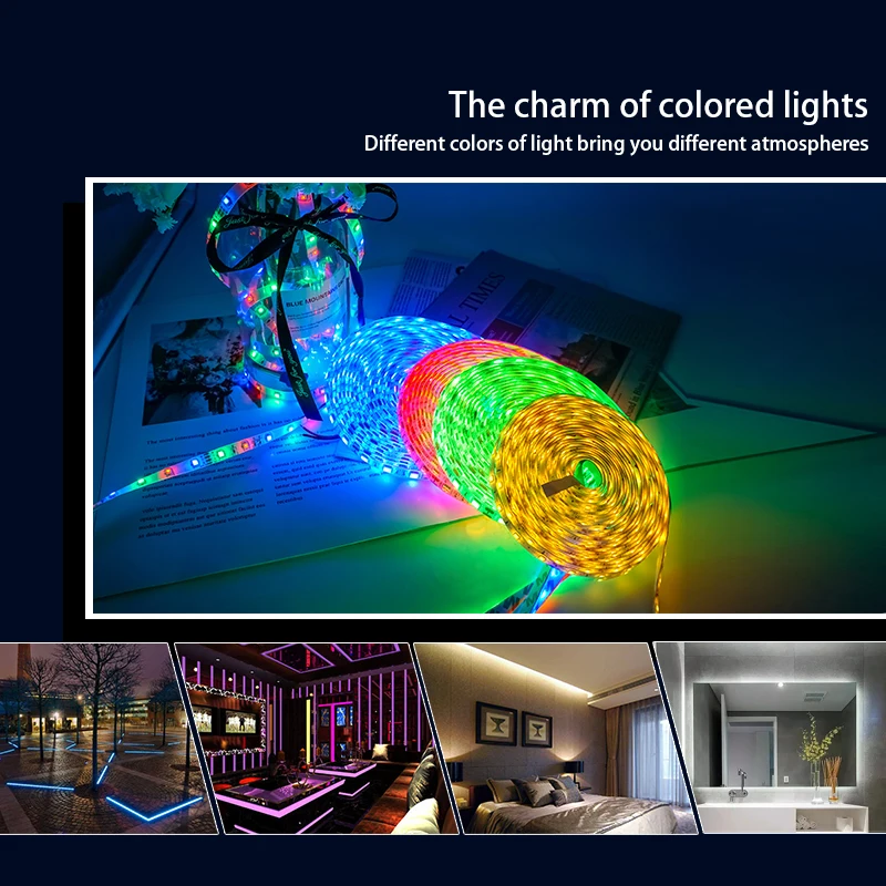 Светодиодная лента 5 м RGB Водонепроницаемая 12 В постоянного тока 2835 5050 холодный