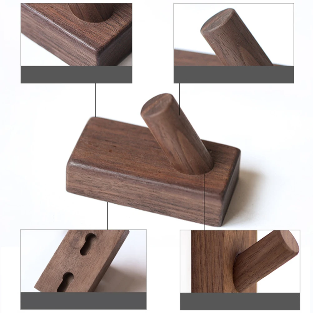Крючок из твердой древесины креативный клейкий крючок для задней двери вешалка
