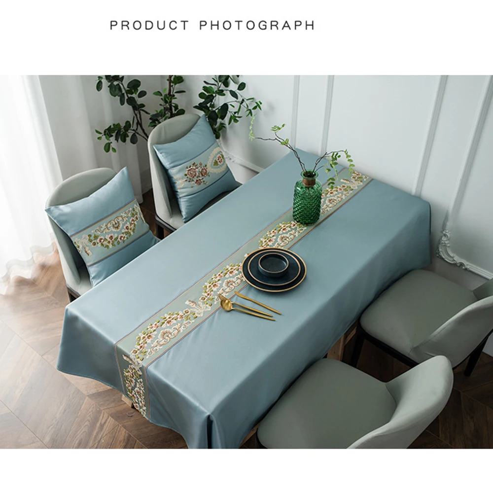 

Embroidered tablecloth Pastoral Style Imitation Cotton and Linen Dining Table Cloth Tablecloth Retro Coffee Table Household