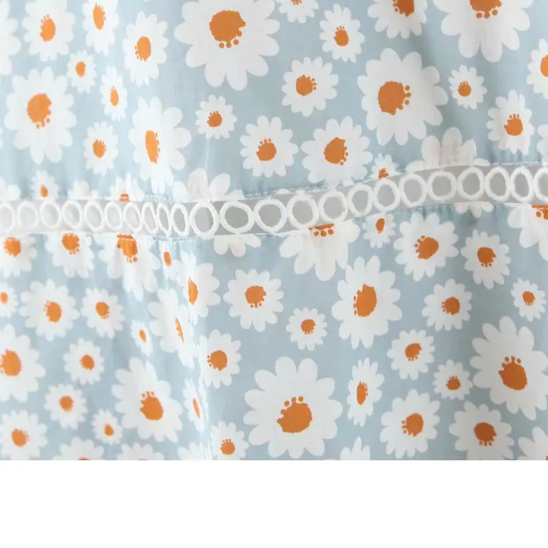 Повседневное свободное летнее платье с маргариткой 2020 коротким рукавом