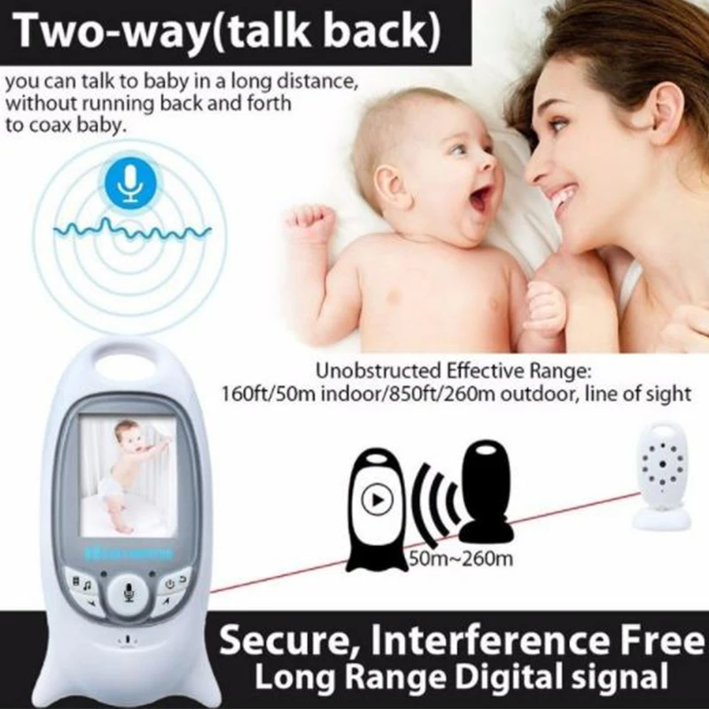 

Baby Monitor 2 Inch BeBe Baba Electronic Babysitter Radio Video Nanny Camera Night Vision Temperature Monitoring 8 Lullaby VB601