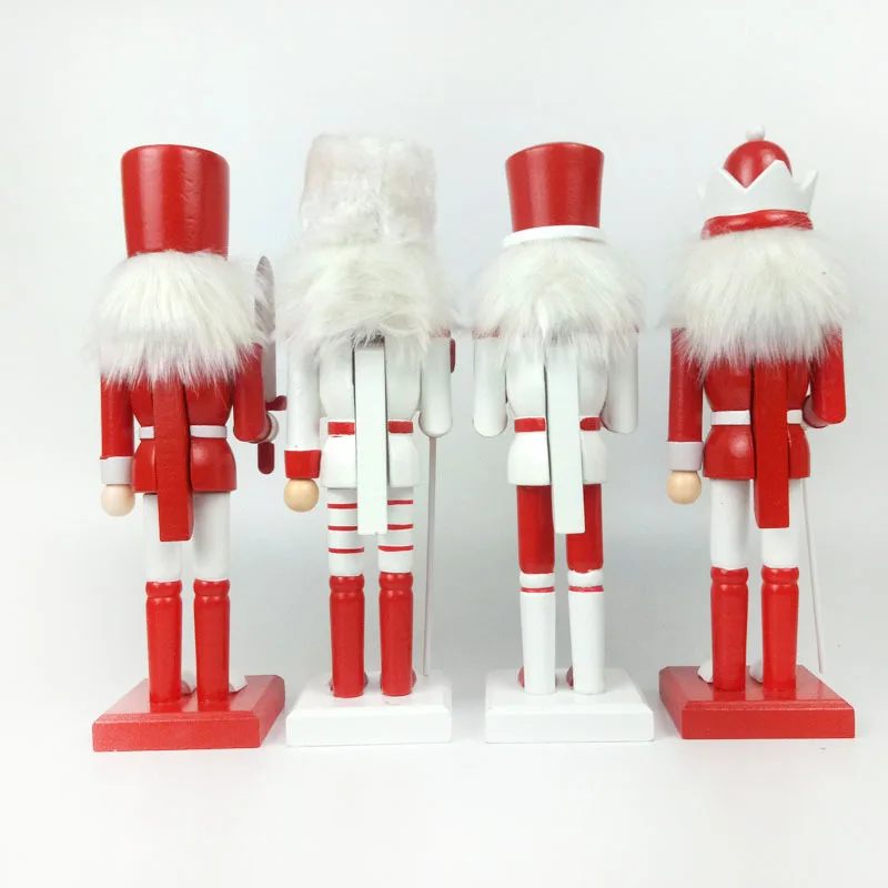 4 шт. 25 см Щелкунчик кукольные красный белый деревянный классический солдат