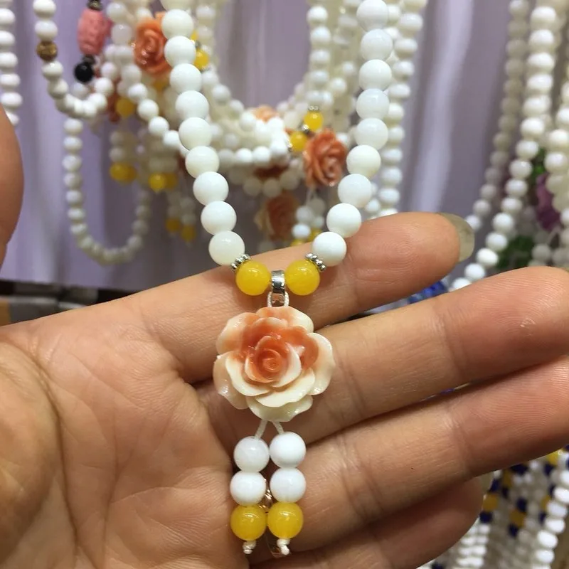 

Chinese Natural White Shell Hand-carved Jade Bracelet Fashion New High-quality Jewelry Men and Women Hand-string Jewelry