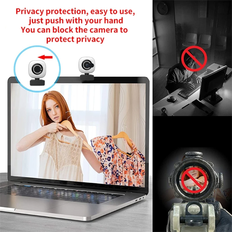 

1080P Fill Light Autofocus Webcam With Microphone Privacy Protection Cover Compatible With Multiple Computer Systems