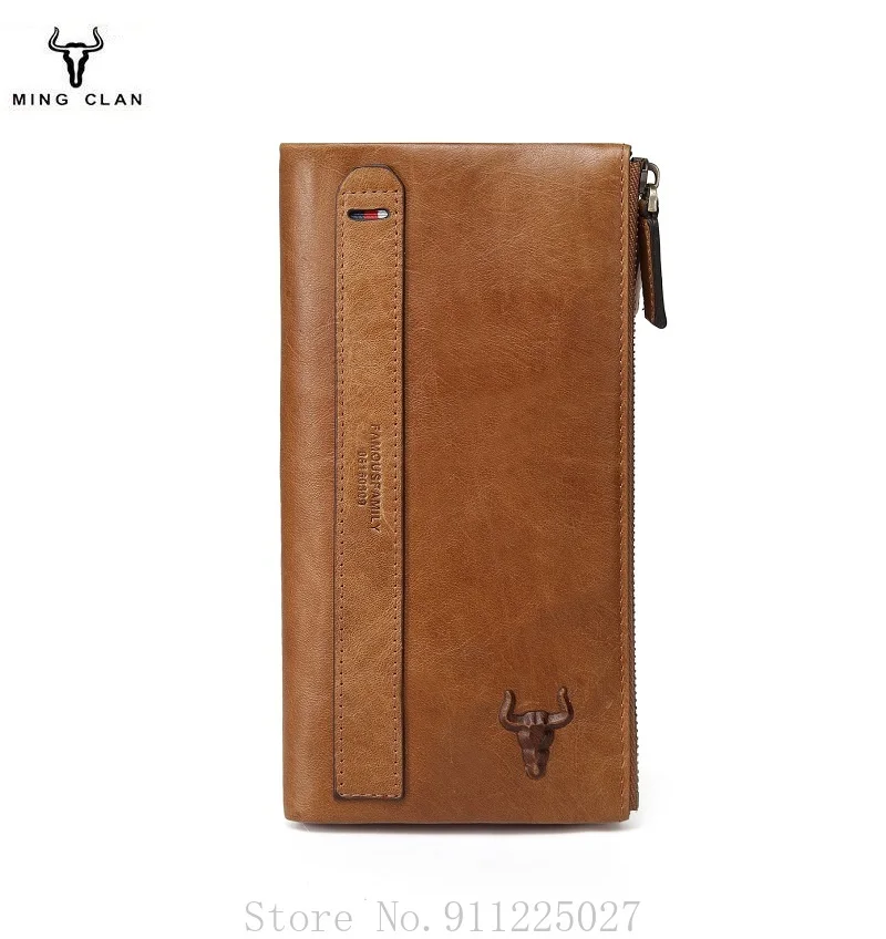 

Business Male Clutch Genuine Leather Long Wallet Cowskin Card Holder Men Fashion Large-capacity Multi-card Hand Bag Anti-RFID