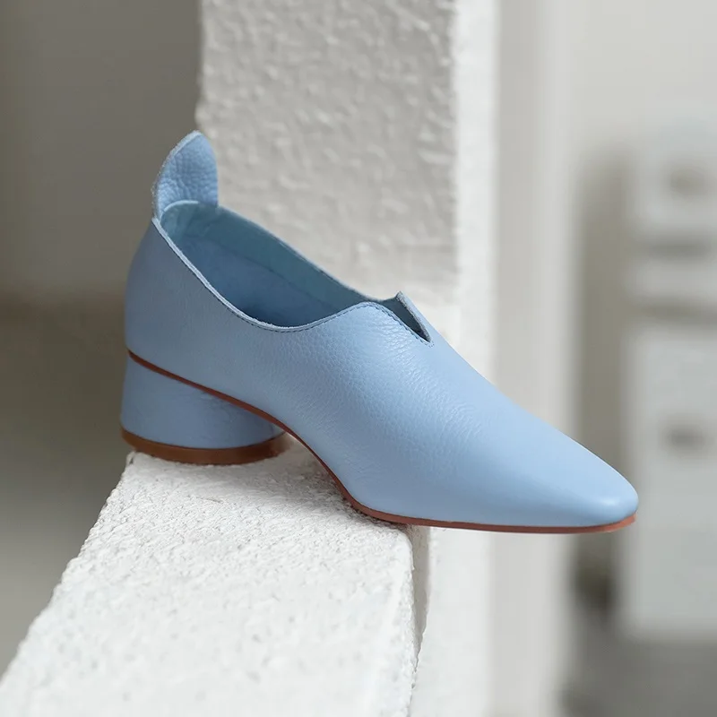 Туфли лодочки MEZEREON женские с квадратным носком мягкая кожа без застежки на