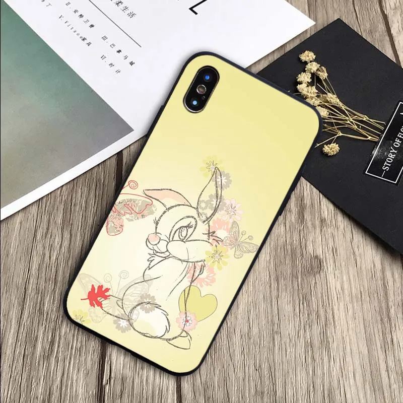 Bambi Thumper чехол мягкий силиконовый черный ТПУ Телефон чехол для iPhone 6 6plus 7 8 plus 5 5S SE X XR XS Max