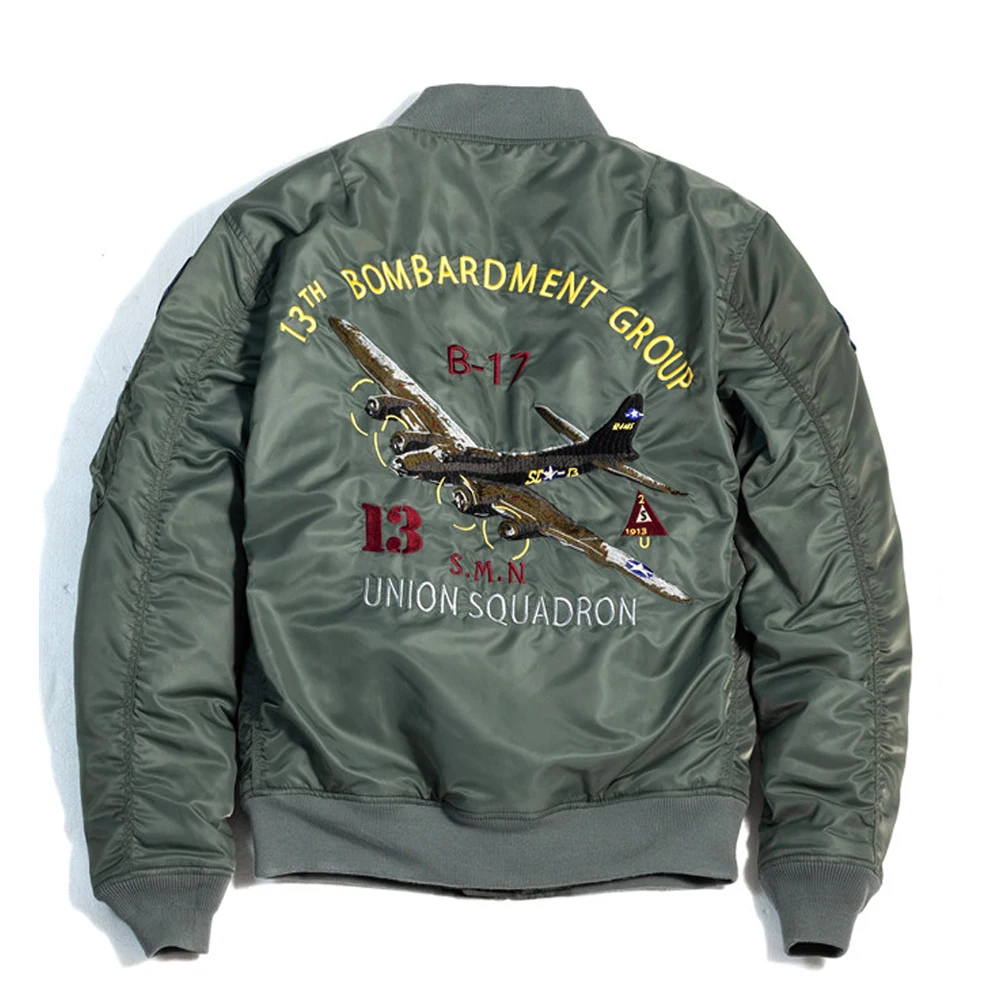 Летная куртка SMN зеленая Осенняя мужская бомбер пилот Ma 1 ВВС бадминтон