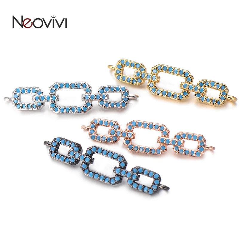 Очаровательная длинная полоска Neovivi из синего циркона бусины в форме пряжки