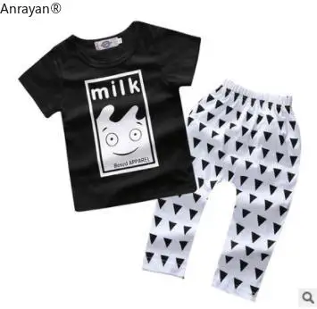 2020 HOT Baby Boys Clothes Sets Anchor Short Sleeve Letter Printing T Shirt Clouds Long Pants 2 Pcs Newborn Girl Clothing | Детская
