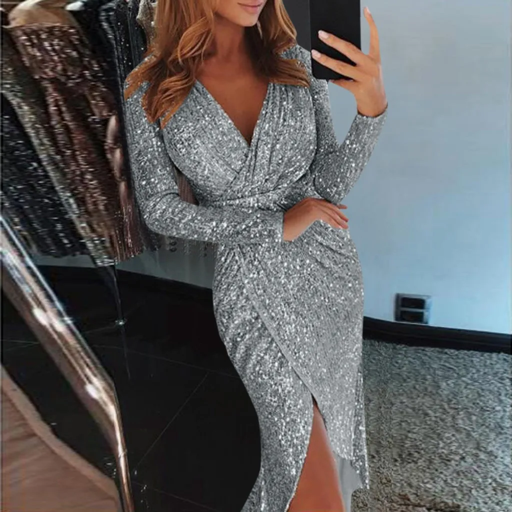 Женское элегантное платье вечерние платья с блестками женское сексуальное