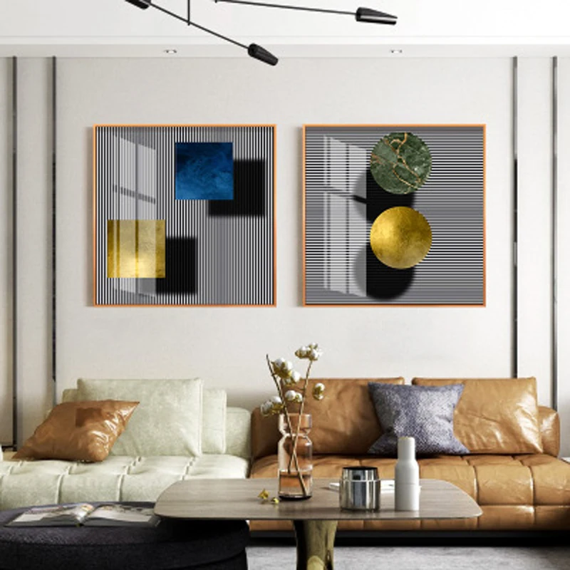 Абстрактная синяя геометрическая форма винтажный печатный плакат