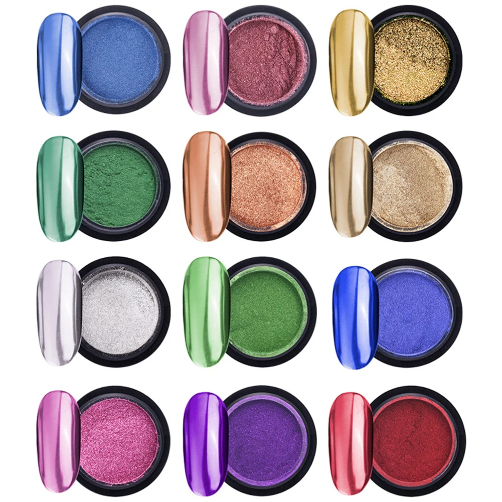 Зеркальный блеск для ногтей порошок металлического цвета УФ гель дизайна