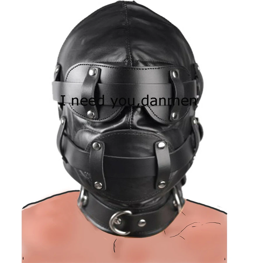Кожаная стеганая маска с повязкой на глаза фаллоимитатор кляп Gimp унисекс лицо