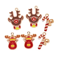 20pcslot new christmas enamel charms reindeer metal earrings accessories handmade ornament pendant for jewelry making