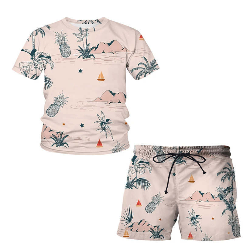 

T shirt Top boys clothing sets summer Cartoon pineapple suits short sleeve shirt + shorts 2pcs kids clothes children clothing