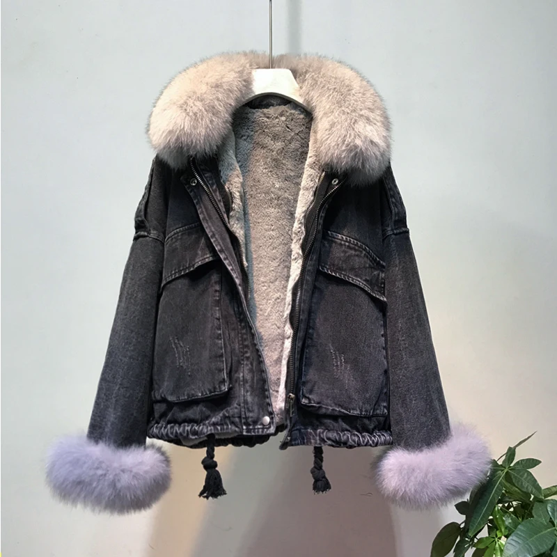 Женская парка с воротником из натурального Лисьего меха новинка 2021 зимнее