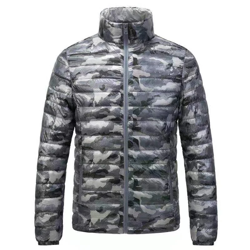 VROKINO, модный легкий пуховик, повседневная осенняя и зимняя Молодежная приталенная куртка, брендовая мужская одежда, 7 цветов на выбор - Цвет: Gray camouflage