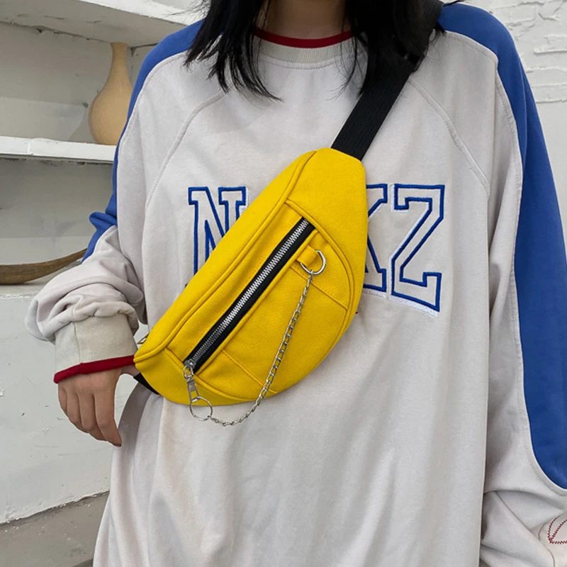 Сумка поясная женская холщовая с цепочкой нагрудная | Багаж и сумки