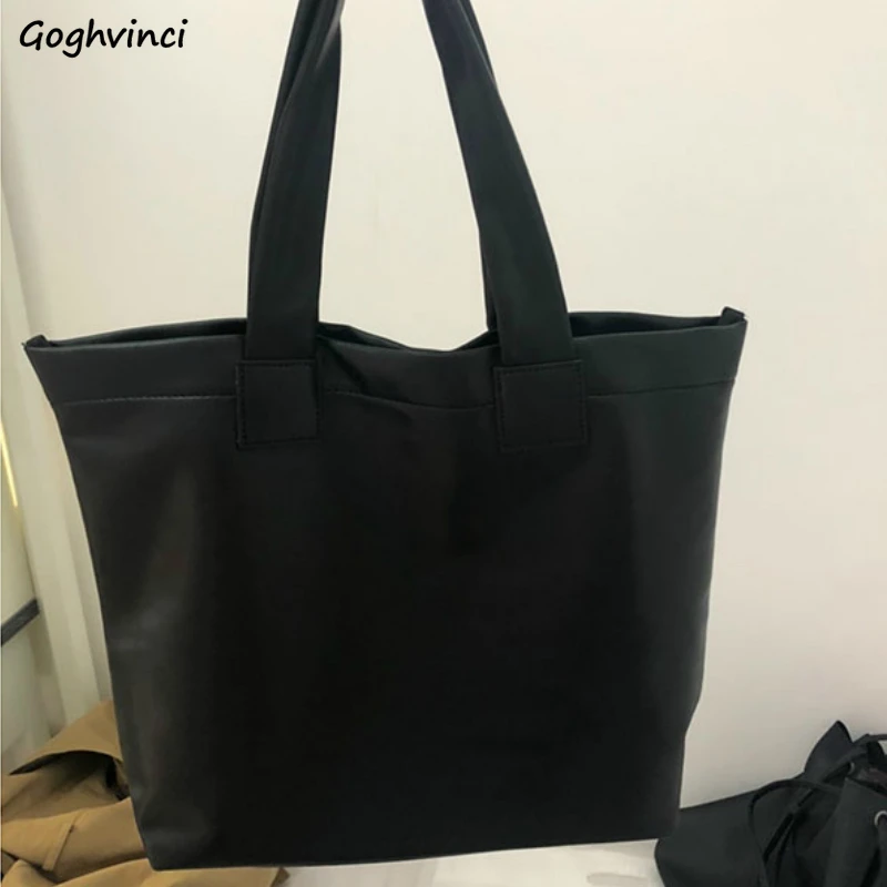 Women Shopping Bags PU Large Capacity Solid Hasp Big Tote Handbags Popular Simple Daily Female European Style Soft Vintage Chic | Багаж и