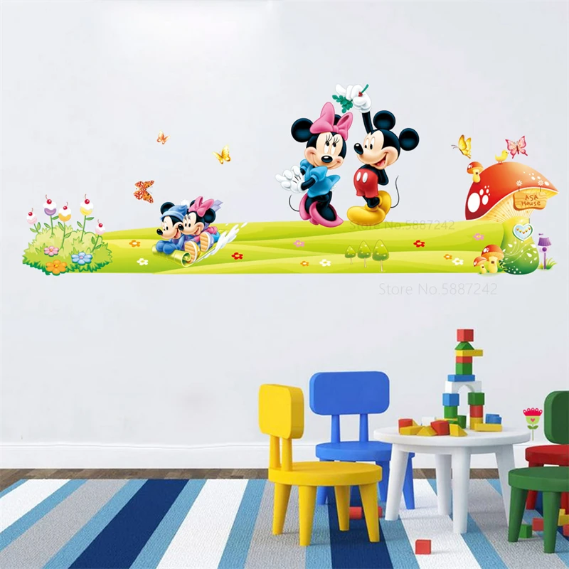 Фото Большие наклейки на стену с Микки Маусом для детской комнаты спальни домашний