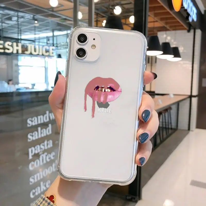 

Sexy Girl Kylie Jenner Lips Kiss Phone Case Transparent for iPhone 11 12 mini pro XS MAX 8 7 6 6S Plus X 5S SE 2020 XR