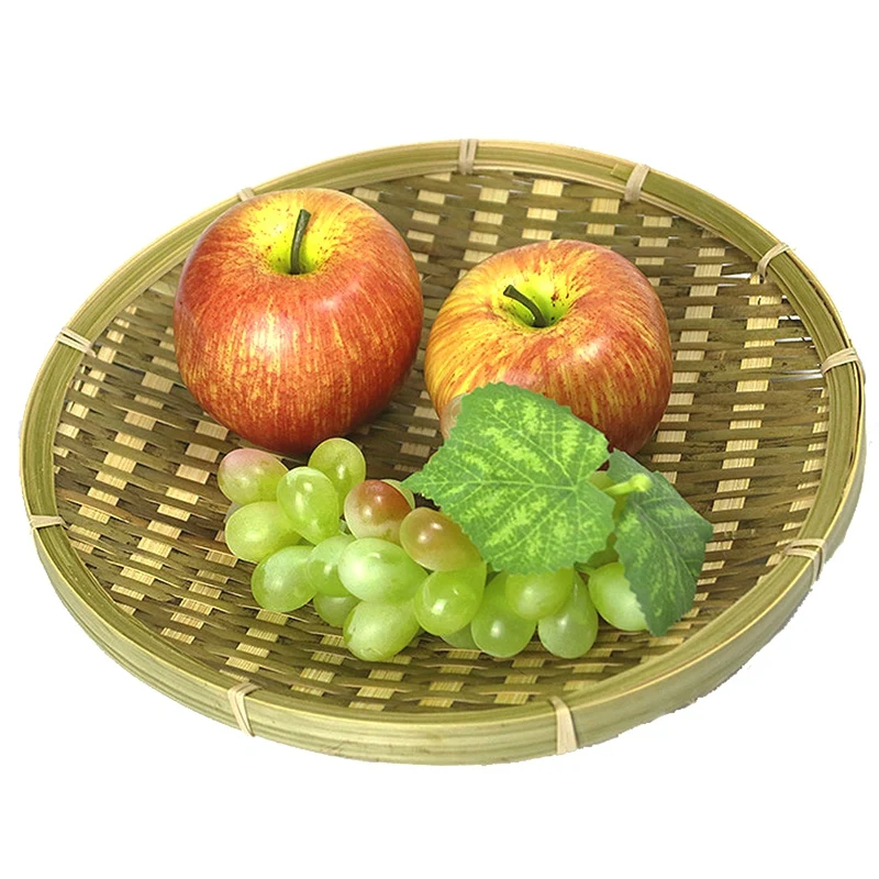 Бамбуковая корзина для хранения ручной работы круглая коробка Чаша фруктов
