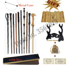 34 Kinds of Potters Hermione Metal Core Magic Wands With Gringott Coin Bag Marauders Map Ticket Wand Rack as Gift Box Pack