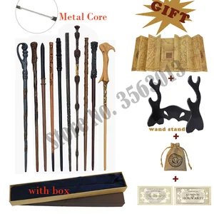 34 kinds of potters hermione metal core magic wands with gringott coin bag marauders map ticket wand rack as gift box pack free global shipping