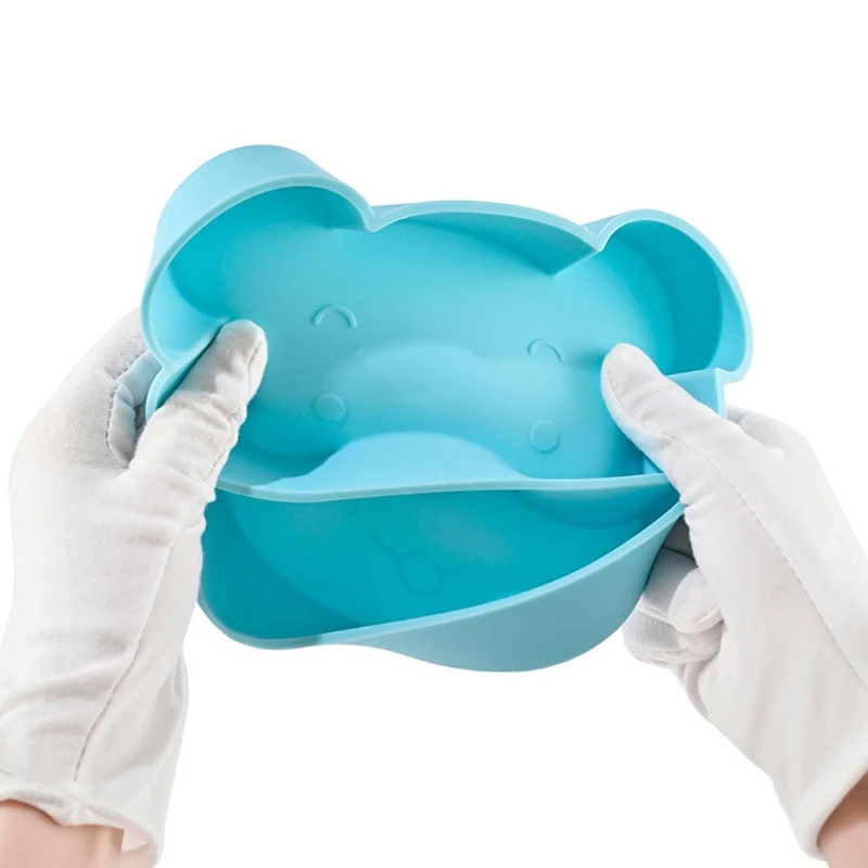 

Baby Silicone Plate Set Children Tableware Dish Portable Fork Spoon Kids Food Bowl Set