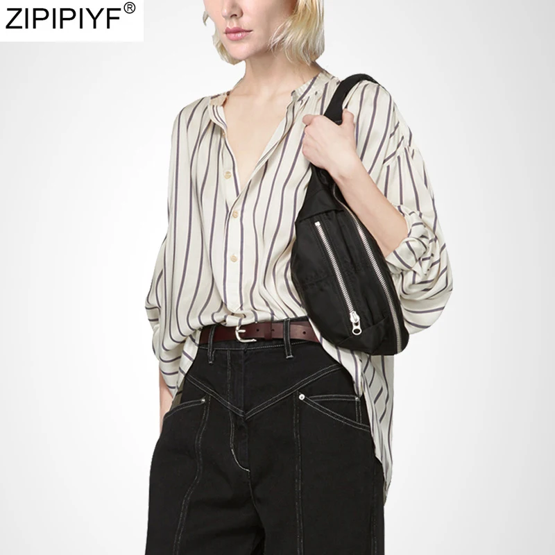 2020 New Spring Summer Women Casual Blouse Elegant Turn down Collar Long Sleeve Shirts Women office Tops Striped blouse